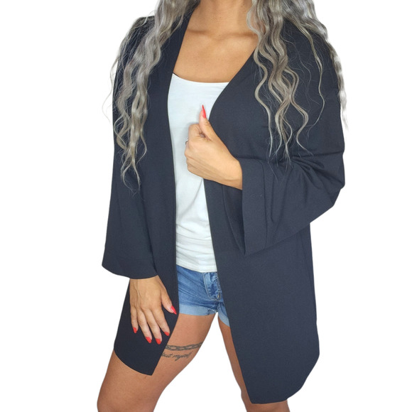 Shein Sweater Medium Black Long Wide Sleeve Open Cloak Robe Swouter Cape Cosplay - Picture 1 of 8